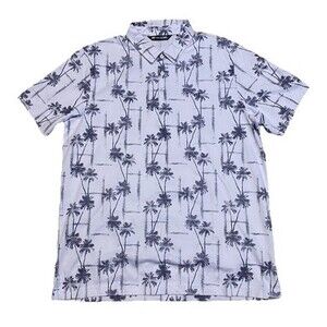 Travis Mathew On Porpoise Golf Polo XL Grey Performance AOP Palm Tree